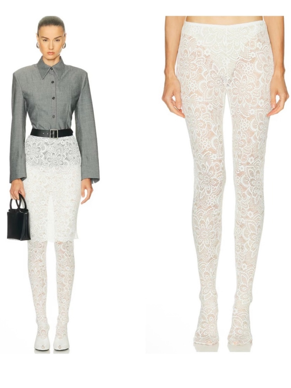 Beaufille Cassia Lace Stockings in White